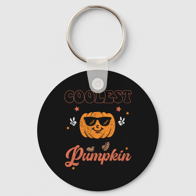 Groovy Coolest Pumpkin In The Patch Halloween For  Key Ring (Front)