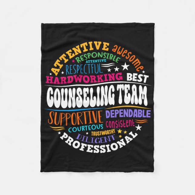 Groovy Counseling Team Appreciation Back To School Fleece Blanket (Front)