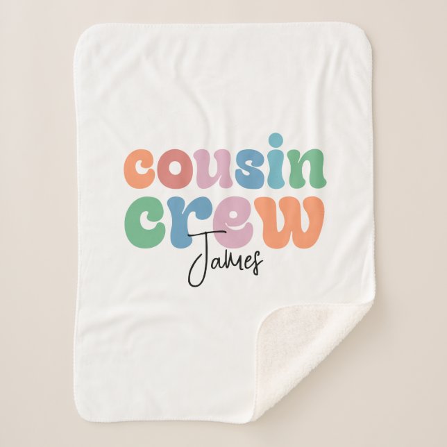 Groovy Cousin Crew Personalised Sherpa Blanket (Front)