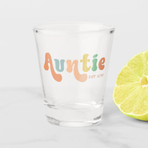 Groovy Custom Auntie Established   Gifts for Aunt Shot Glass