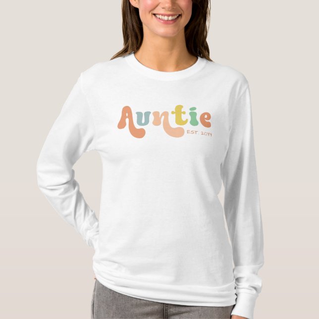 Groovy Custom Auntie Established | Gifts for Aunt T-Shirt (Front)