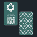 Groovy Custom QR CODE Bar Bat Mitzvah Teal Stars Enclosure Card<br><div class="desc">Perfect enclosure card to include with a bar or bat mitzvah invitation! Hand made art for you with a star of david and pattern on the back side! FULLY CUSTOMIZABLE! Click on “Personalise” above to edit the text. Click "edit using design tool" to adjust the fonts, colours and placements and...</div>