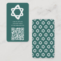 Groovy Custom QR CODE Bar Bat Mitzvah Teal Stars