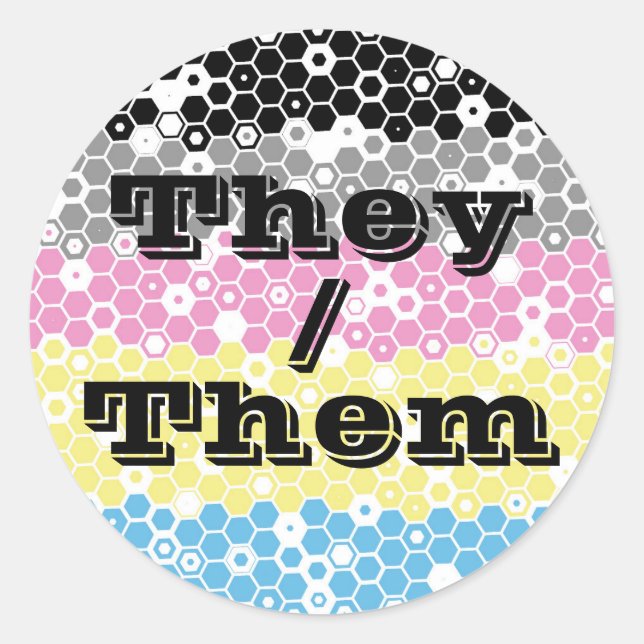 Groovy Customisable Pronoun Polygender Pride Flag Classic Round Sticker (Front)