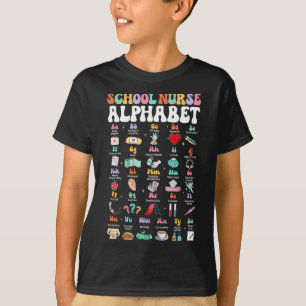 Groovy Cute Abc School Nurse Alphabet Back To Scho T-Shirt