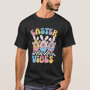 Groovy Cute Bunny Egg Easter Vibes Day Girls Kids  T-Shirt