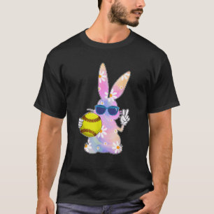 Groovy Cute Easter Bunny Softball Easter Day Men B T-Shirt