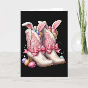 Groovy Cute Easter Eggs Boots Western Cowboy Howdy Card