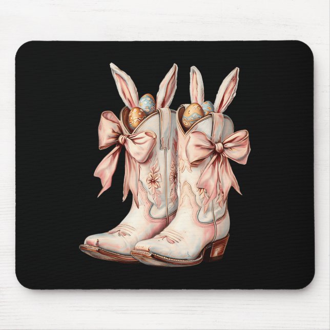 Groovy Cute Easter Eggs Boots Western Cowboy Howdy Mouse Pad (Front)