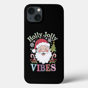 Groovy Cute Santa Claus Holly Jolly Vibes Xmas iPhone 13 Case