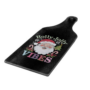 Groovy Cute Santa Claus Holly Jolly Vibes Xmas Cutting Board