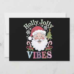 Groovy Cute Santa Claus Holly Jolly Vibes Xmas Holiday Card