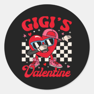 Groovy Dabbing Heart Gigi’s Valentine Boy Girl Men Classic Round Sticker