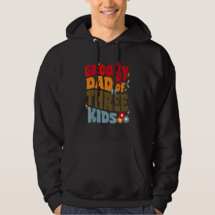 Groovy Dad Of Three Kids Retro Wavy 70s Vintage Fa Hoodie