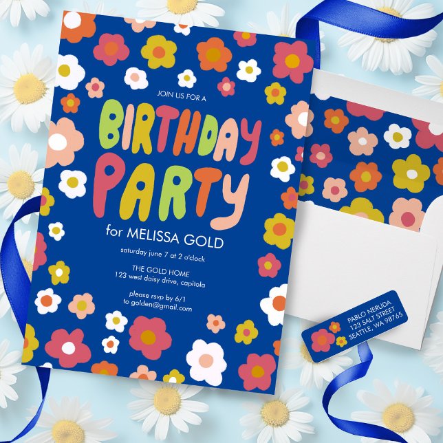 Groovy Daisies Cute CUSTOM Return Address Mailing  (Groovy daisies collection includes these custom return address stickers)