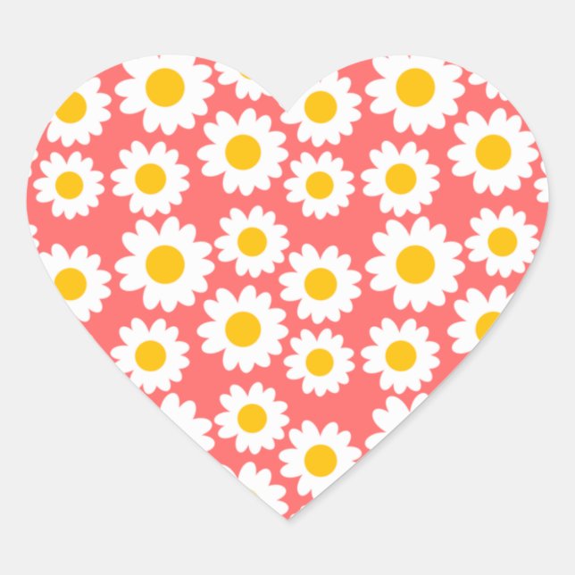 Groovy Daisies Heart Sticker (Front)