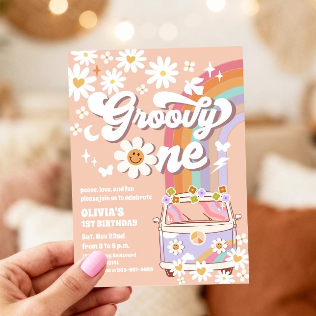 Groovy Daisy 1st Birthday Invitation (Creator Uploaded)