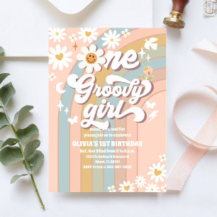 Groovy Daisy 1st Birthday Invitation