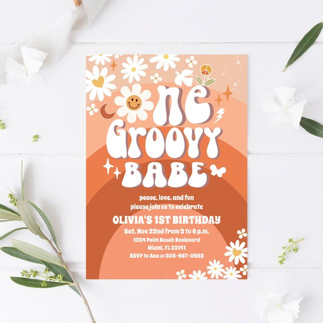Groovy Daisy 1st Birthday Invitation (Creator Uploaded)