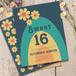Groovy Daisy Arch 16th Birthday Party<br><div class="desc">Celebrate her sixteenth birthday with this cool retro 60s 70s vintage earthy colours orange aqua mustard yellow blue rainbow arch 16th birthday party invitation. With simple daisy design and easy to use templates this custom invite sets the seen for a cool groovy hippie girls party. Original artwork by artist Catherine...</div>