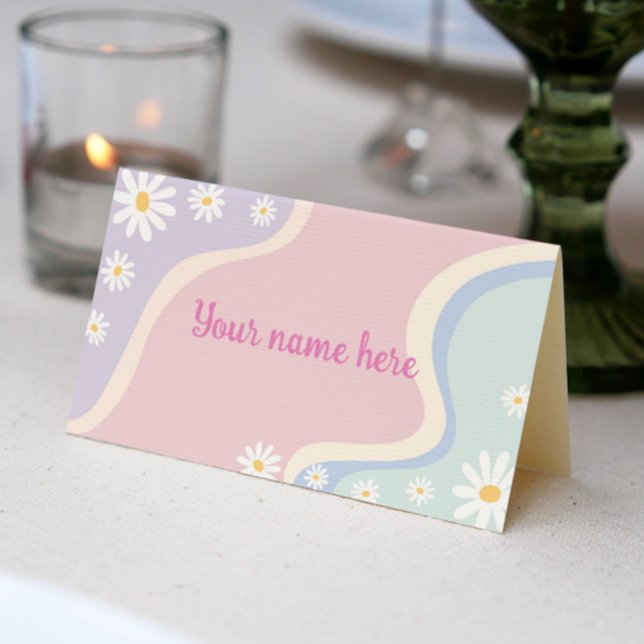 Groovy Daisy Birthday Party Place Card (Creator Uploaded)