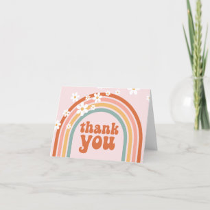 Groovy daisy boho rainbow thank you card