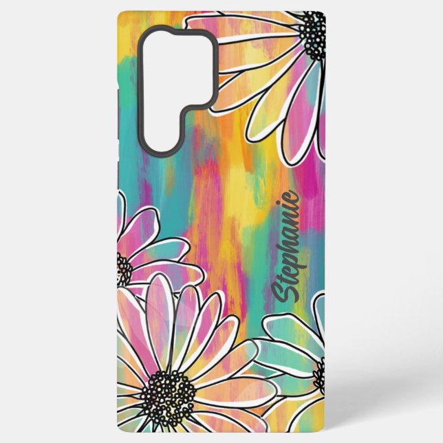 Groovy Daisy Dream - Painterly Hand Drawn Floral Samsung Galaxy S22 Ultra Case (Back)