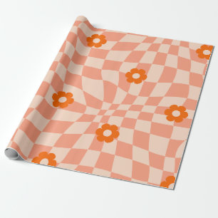 Groovy Daisy Floral Chequerboard, Y2K 90s Wrappin Wrapping Paper
