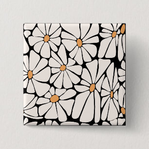 Groovy Daisy Flower Retro 15 Cm Square Badge