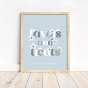 Groovy Daisy Modern Boho Birthday Favours & Treats Poster