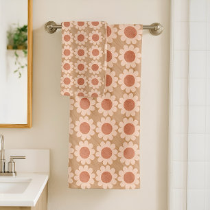 Groovy Daisy neutral  Bath Towel Set