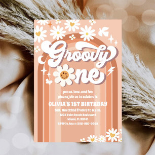 Groovy Daisy Retro 1st Birthday Invitation