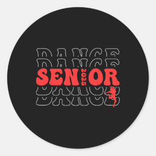 Groovy Dance Senior 2025 Cl Of 2025 Senior Dancer  Classic Round Sticker