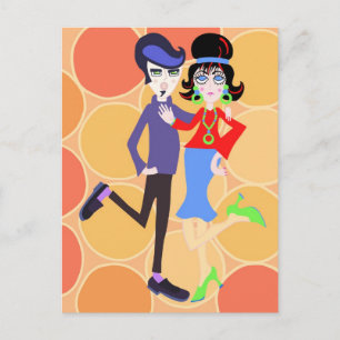 Groovy Dancing Couple Postcard