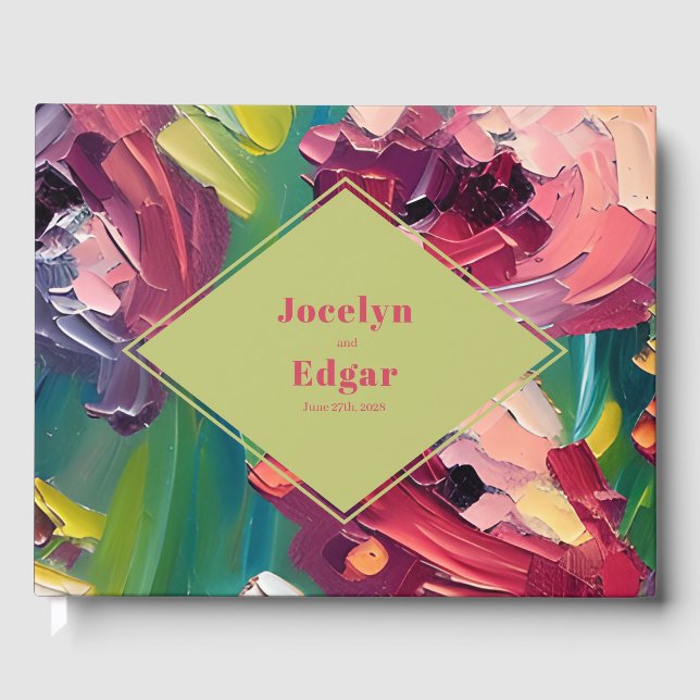 Groovy Deco Painting Inspired Wedding Guest Book (Front)