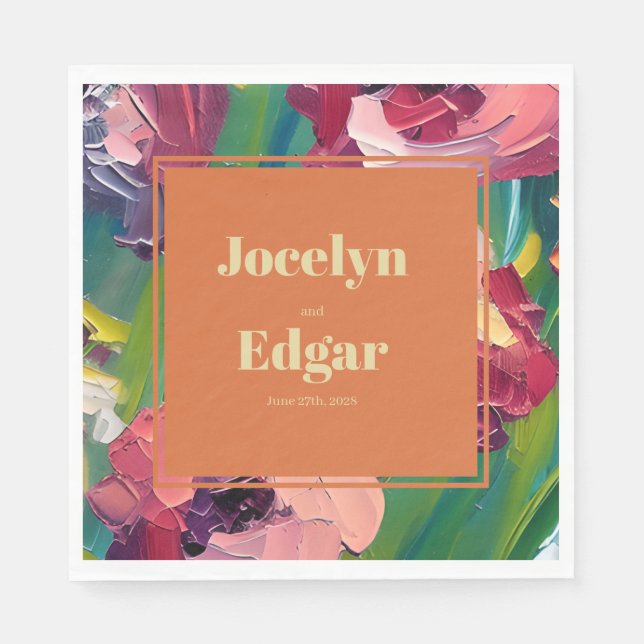 Groovy Deco Painting Wedding Napkin (Front)