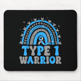 Groovy Diabetes Awareness Type 1 Warrior Blue Grey Mouse Pad