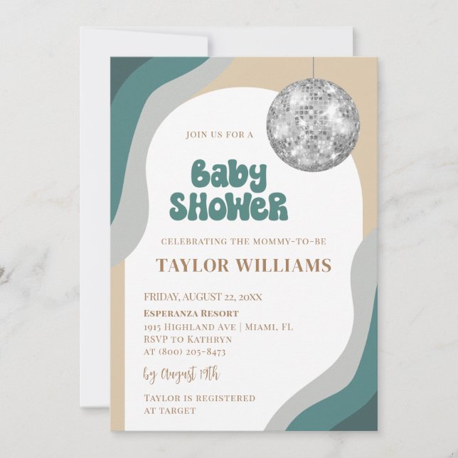 Groovy Disco Baby Shower Invitation (Front)