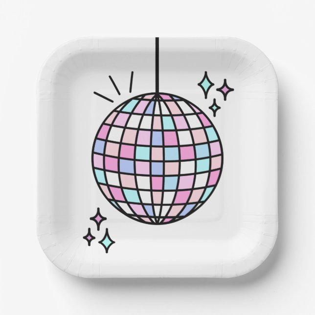 Groovy Disco Ball Birthday Paper Plate (Front)