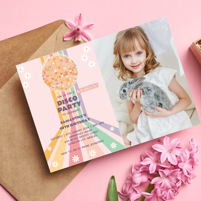 Groovy Disco Birthday Photo Invitation (Creator Uploaded)