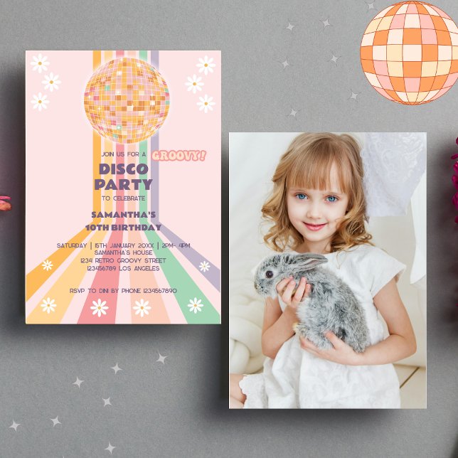 Groovy Disco Birthday Photo Invitation (Photo Invitations)