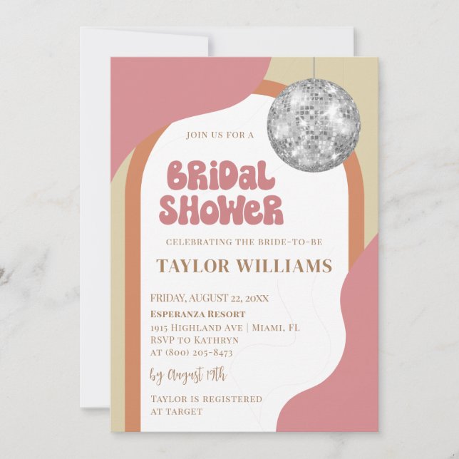 Groovy Disco Bridal Shower Invitation (Front)