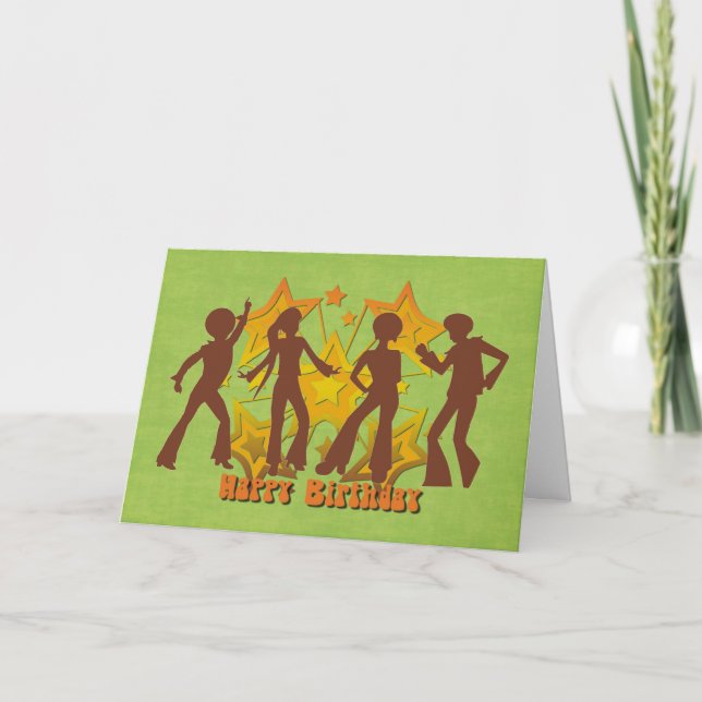 Groovy Disco Dancers With Stars Birthday Card (Front)