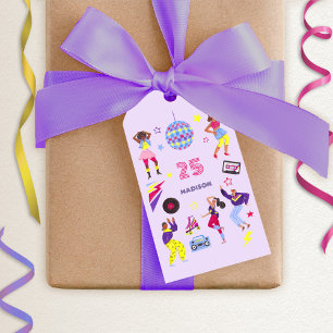 Groovy Disco Lila Party Millennial Retro Gift Tags