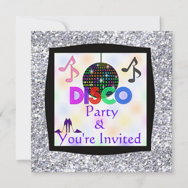 Groovy Disco THEME Party BLING Invitation (Front)