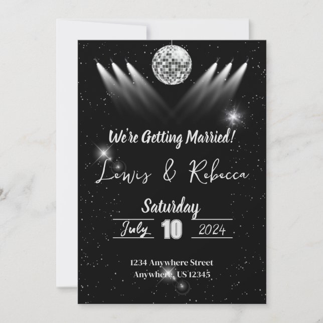 Groovy Disco Wedding Invitation (Front)