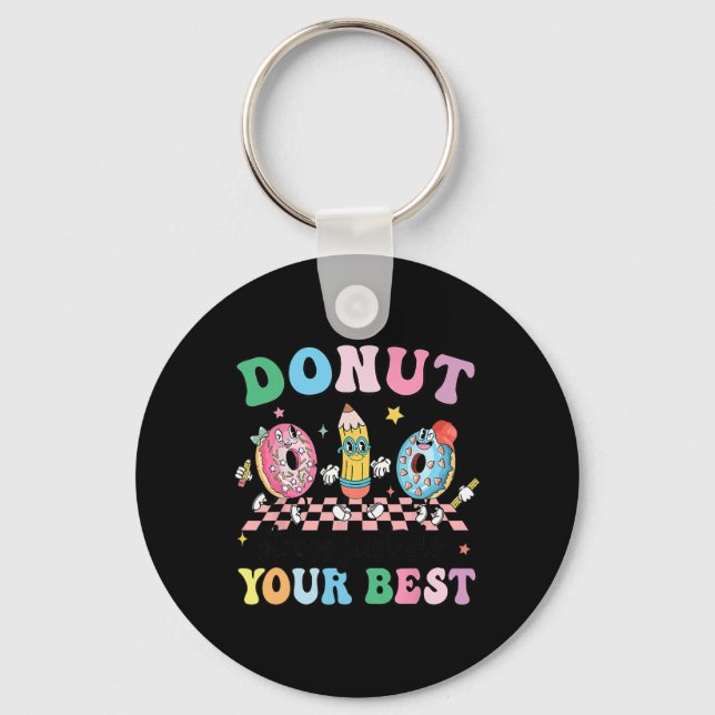 Groovy Donut Stress Just Do Your Best Test Day Tea Key Ring (Front)