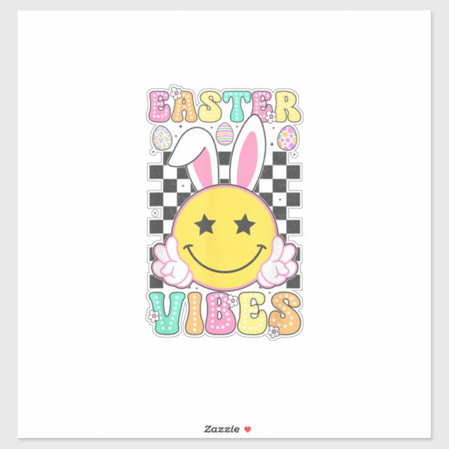 Groovy Easter Vibes Bunny Easter Day Smile Face Gi (Sheet)