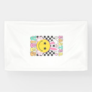 Groovy Easter Vibes Bunny Easter Day Smile Face Gi Banner