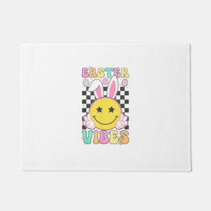 Groovy Easter Vibes Bunny Easter Day Smile Face Gi Doormat